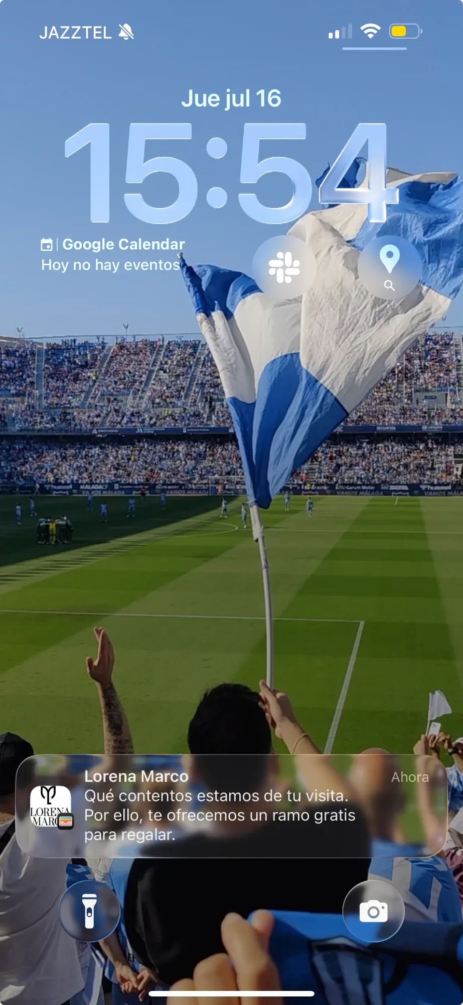 notificación push en la pantalla de bloqueo vinculada al pase